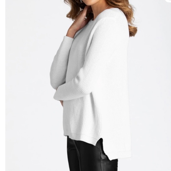 525 America Sweaters - 525 American White Emma Shaker Sweater Size Medium
